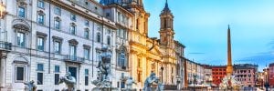 Piazza Navona in Rome, Moor Fountain view.